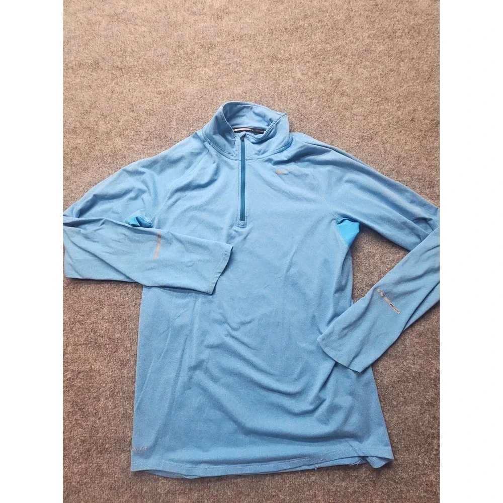 Nike Dri-FIT Running Pullover Womens Small Blue 1/4 Zip Shirt